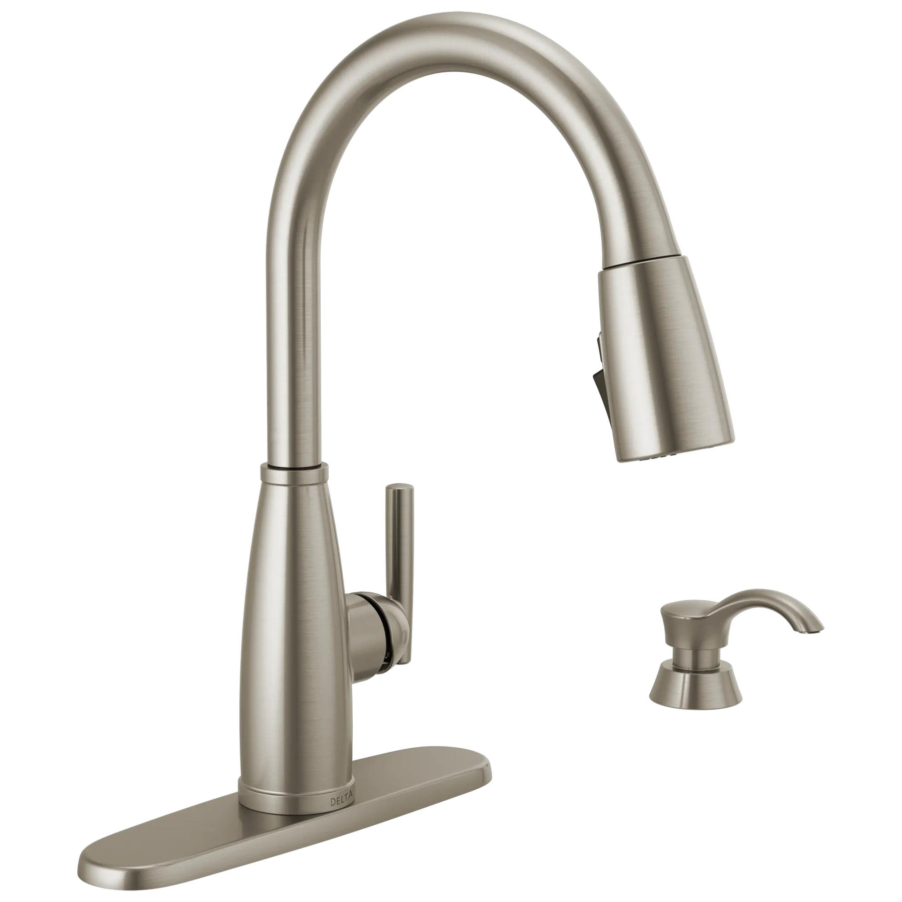 Single Handle Pull-Down Kitchen Faucet with Soap Dispenser and ShieldSpray Technology