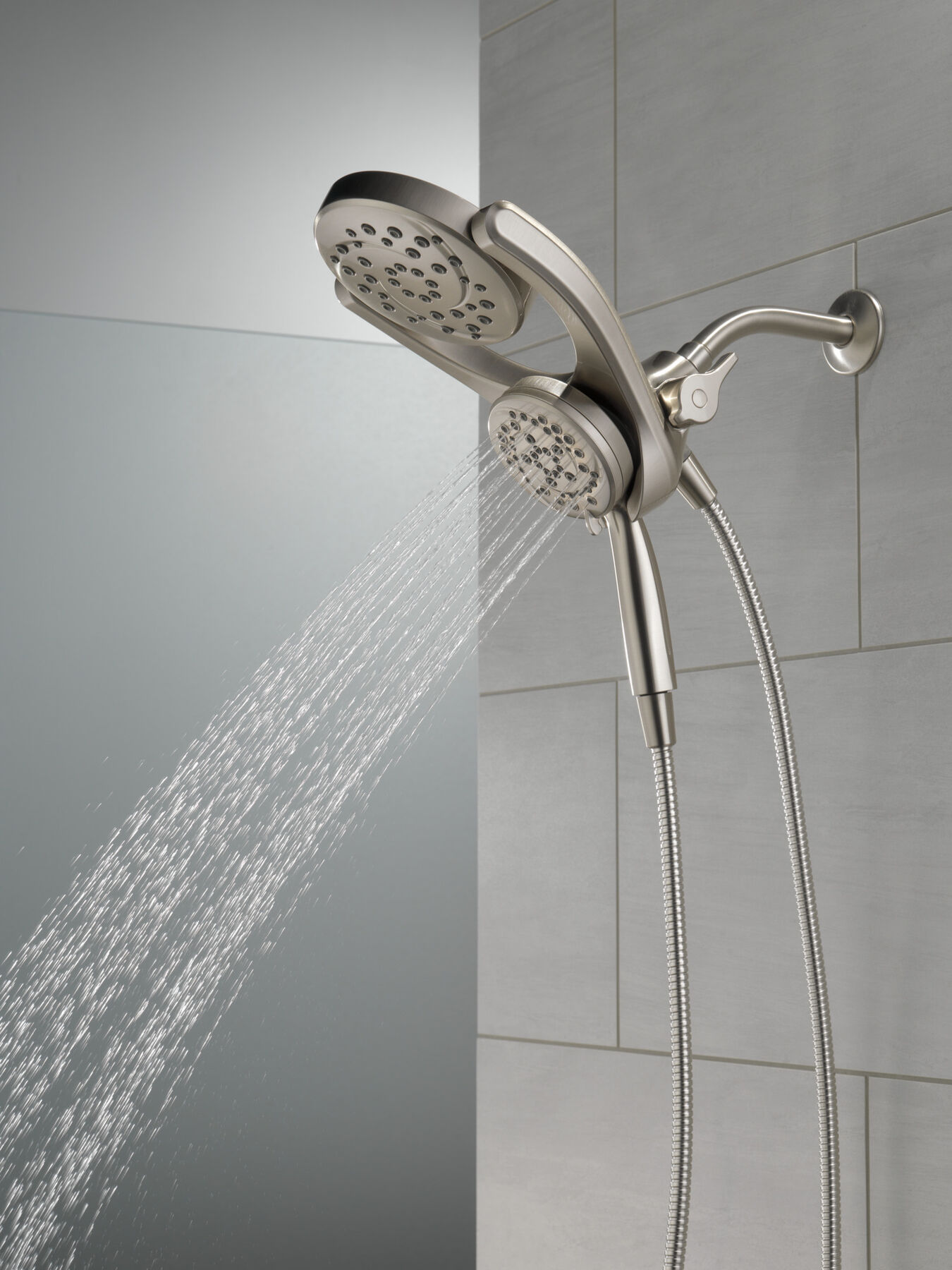 HydroRain&reg; 4-Setting Two-in-One Shower Head (Recertified)