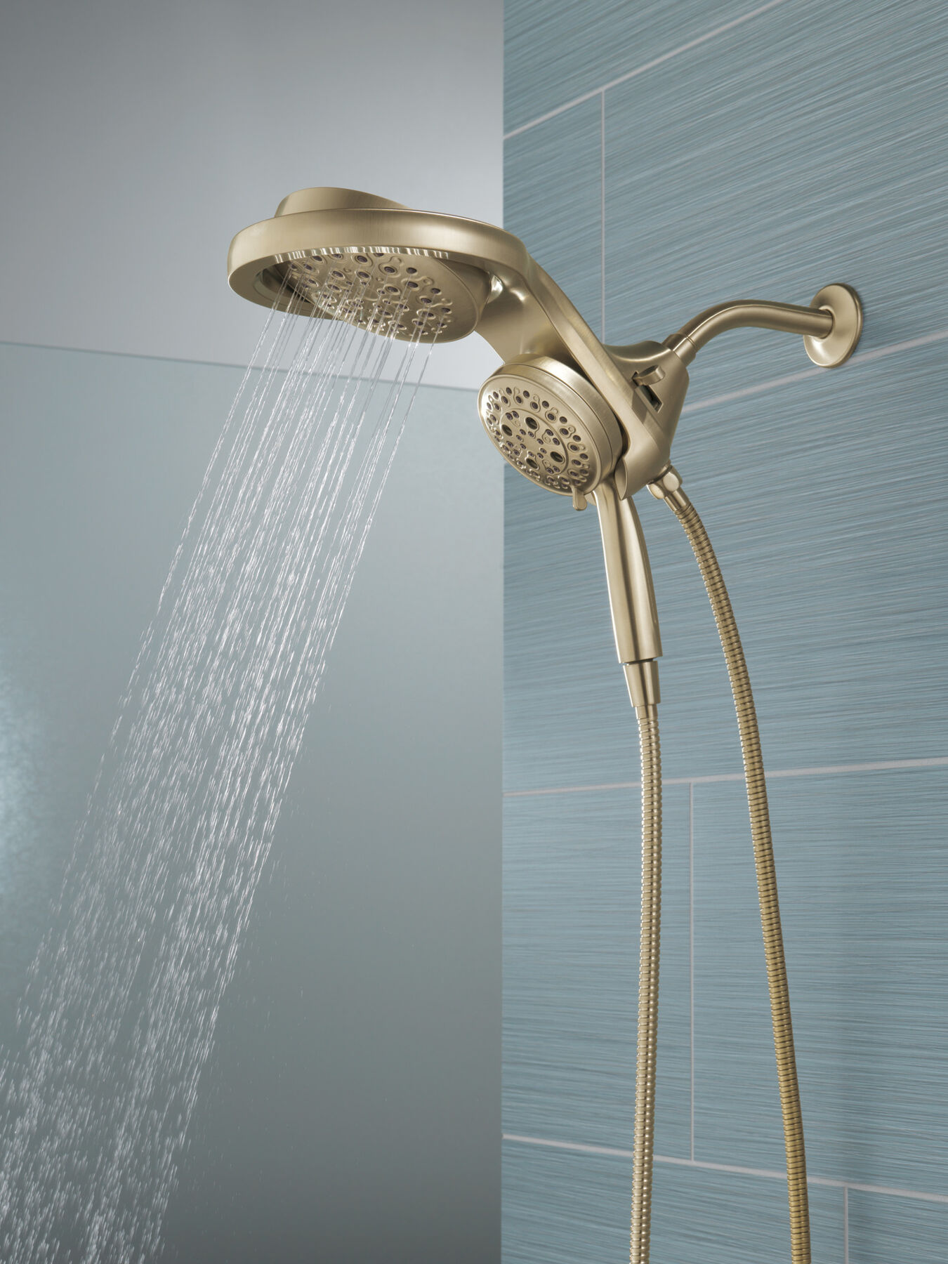 HydroRain&reg; H<sub>2</sub>Okinetic&reg; 5-Setting Two-in-One Shower Head (Recertified)
