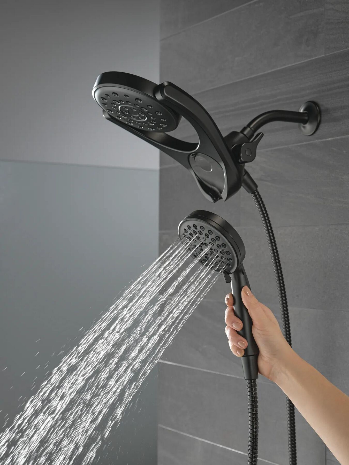 HydroRain&reg; 4-Setting Two-in-One Shower Head (Recertified)