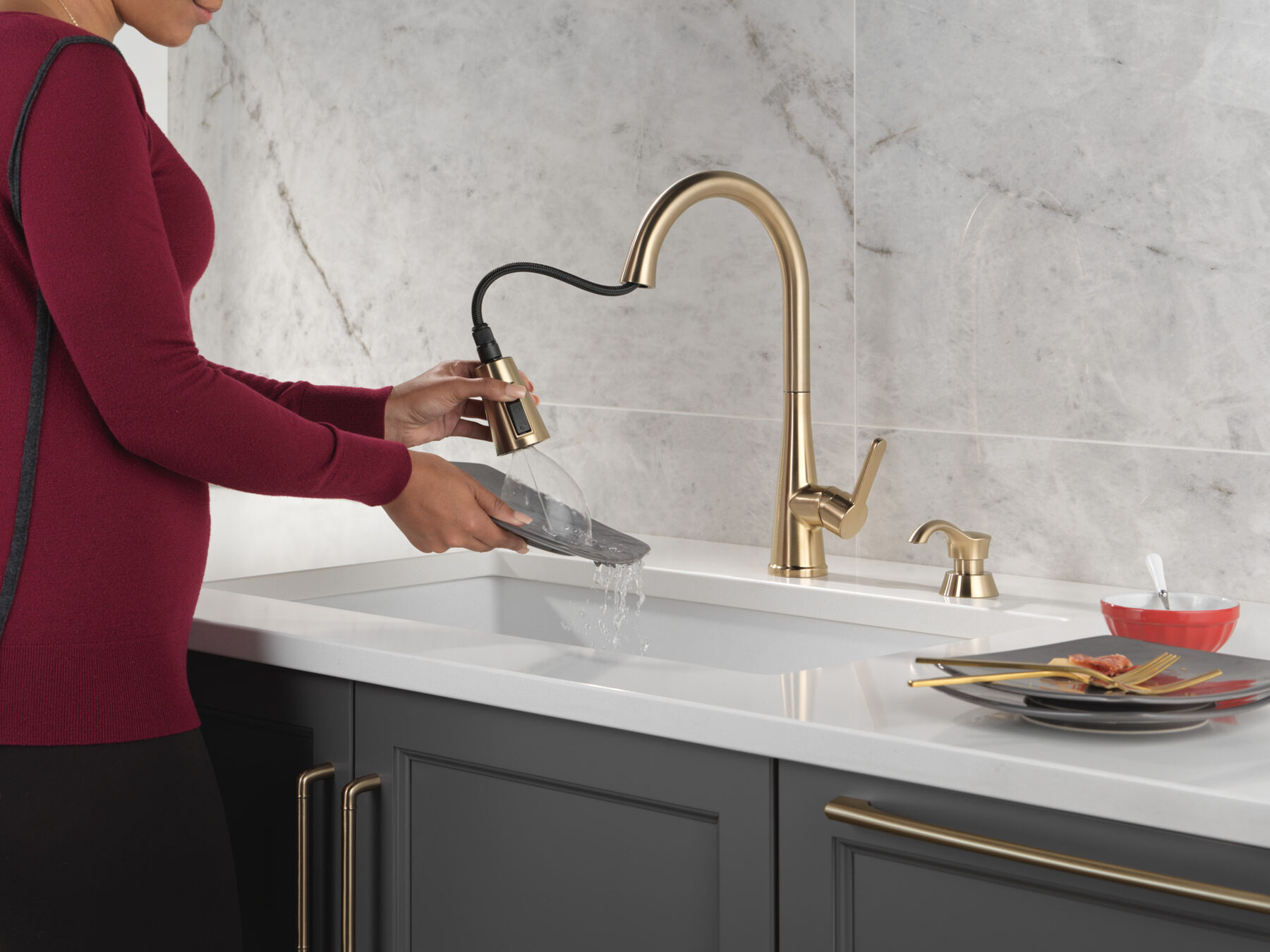 Pull-Down Kitchen Faucet w/Soap (Recertified)