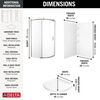 38x38 Corner Shower Bundle with Door - Frameless Round with Glue Up Wall Set