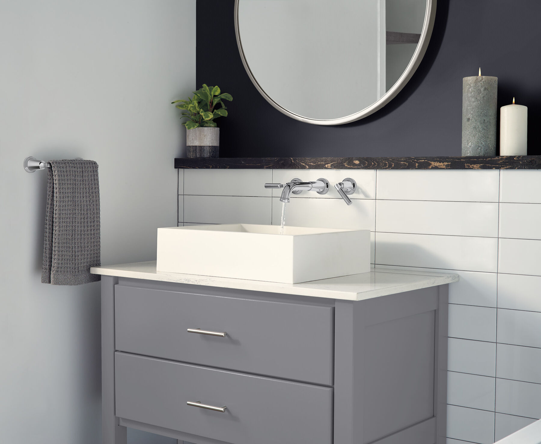 Two Handle Wall Mount Tub Filler Trim