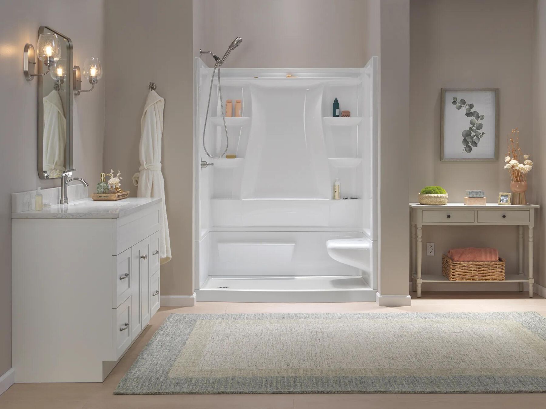 60x32 Alcove Shower Bundle - Right Seat Left Drain Curve