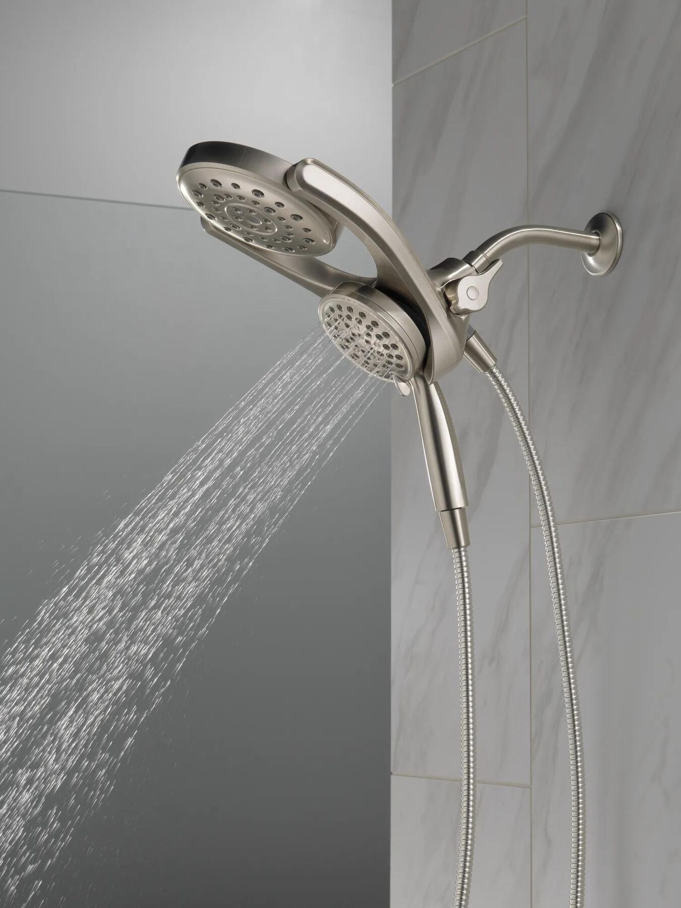 HydroRain&reg; 4-Setting Two-in-One Shower Head (Recertified)