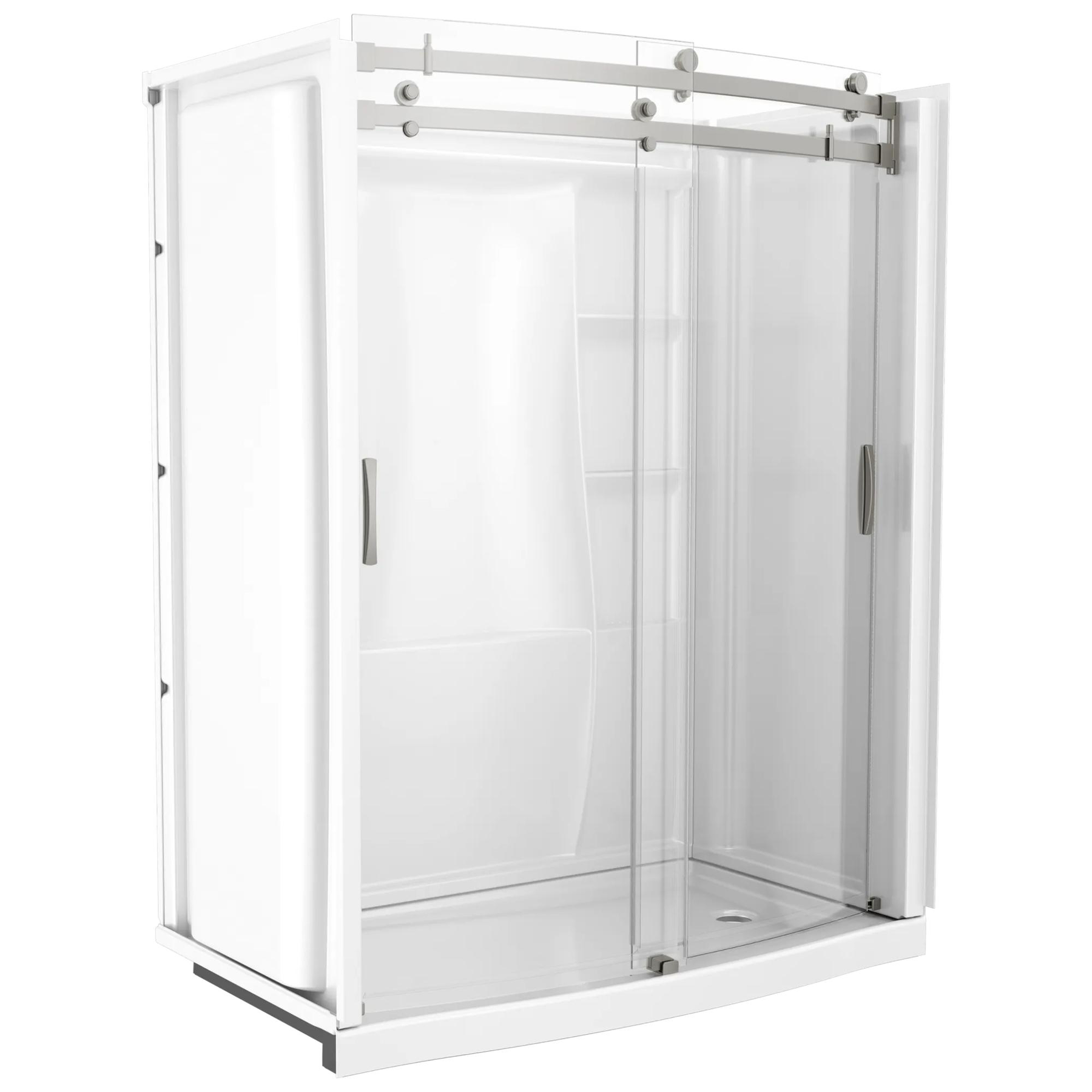 60 x 32" Curved Alcove Shower Base with Right Drain