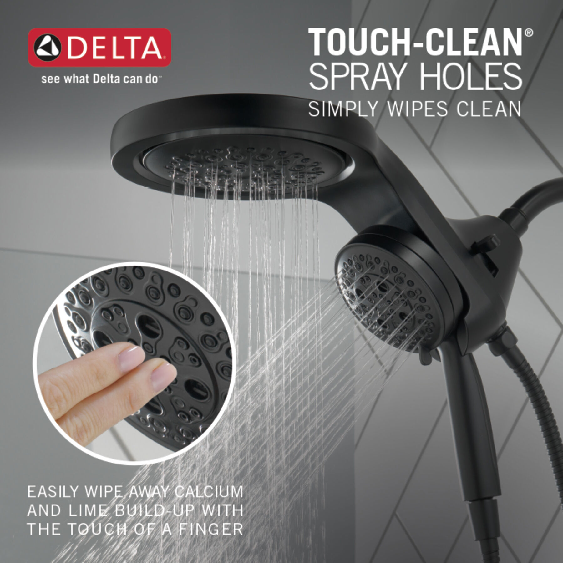 HydroRain&reg; H2Okinetic&reg; 5-Setting Two-in-One Shower Head (Recertified)