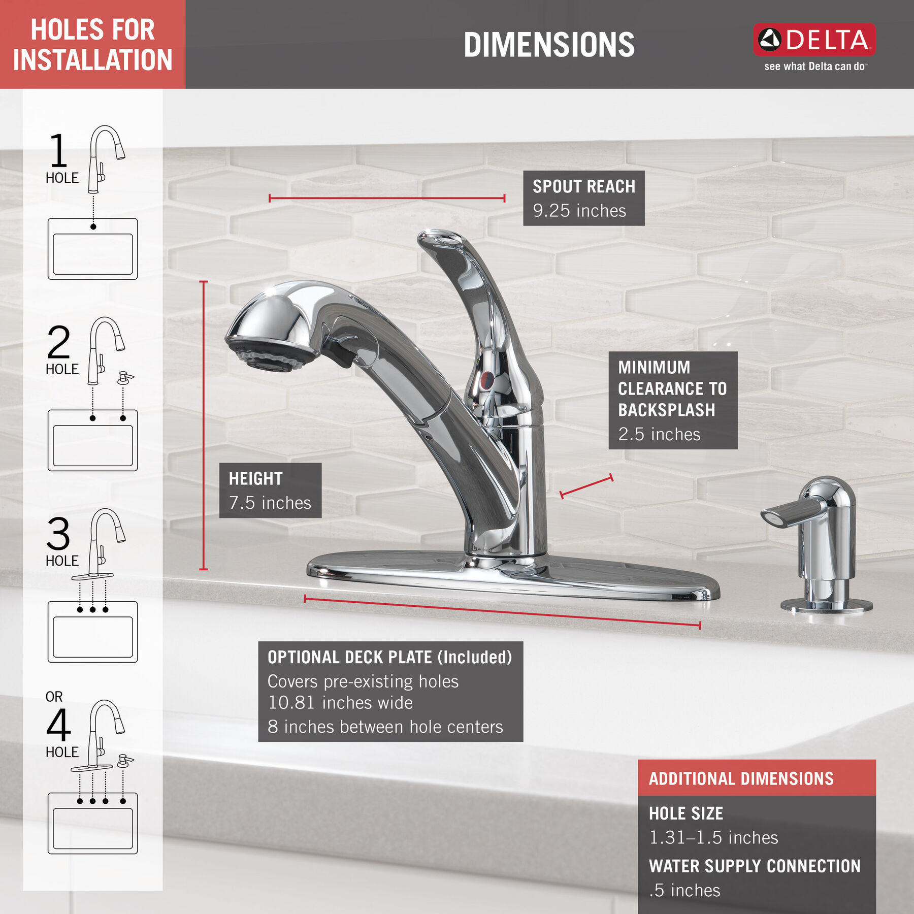 Single Handle Pull-Out Kitchen Faucet with Soap Dispenser
