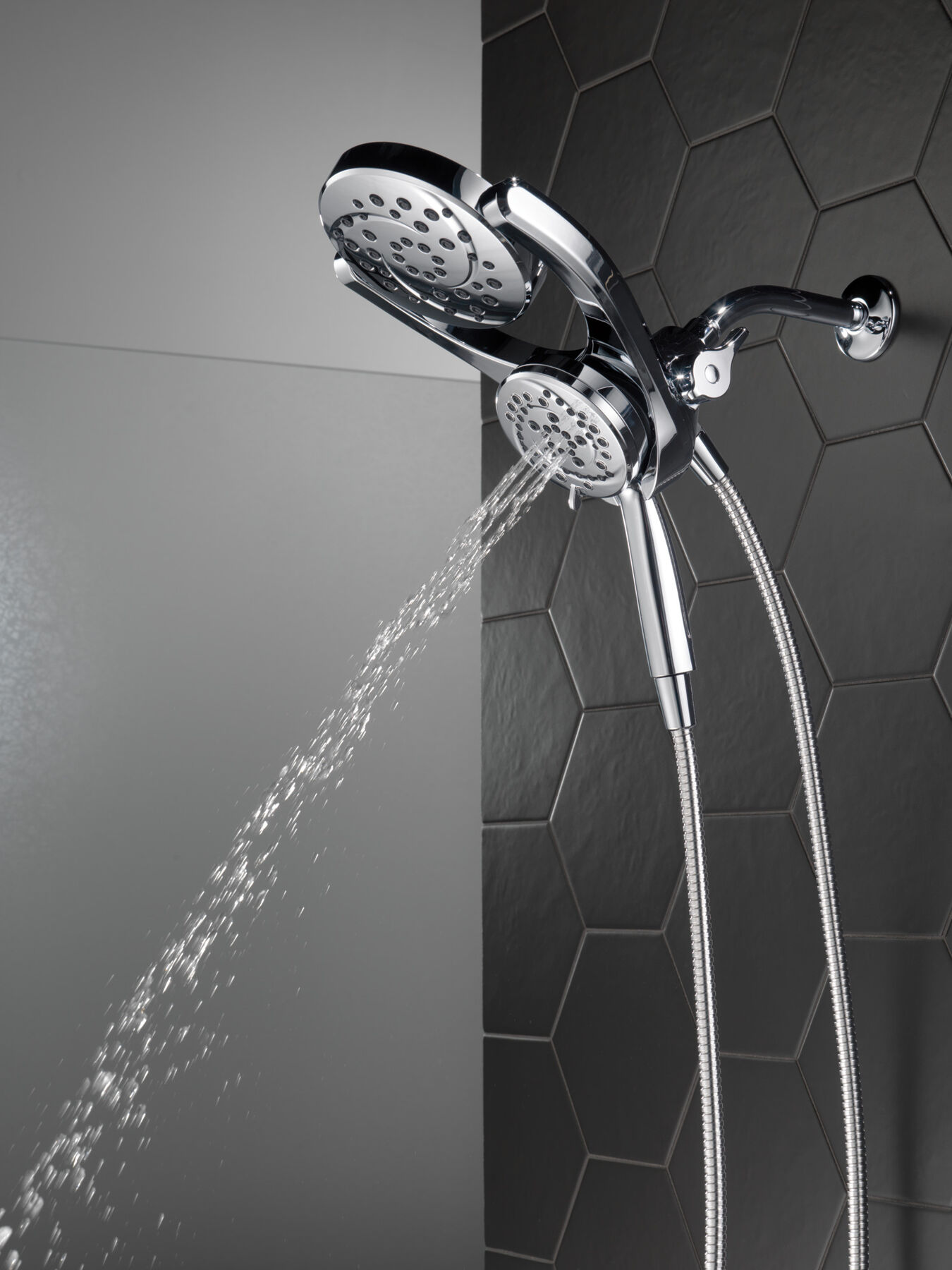 HydroRain&reg; 4-Setting Two-in-One Shower Head (Recertified)