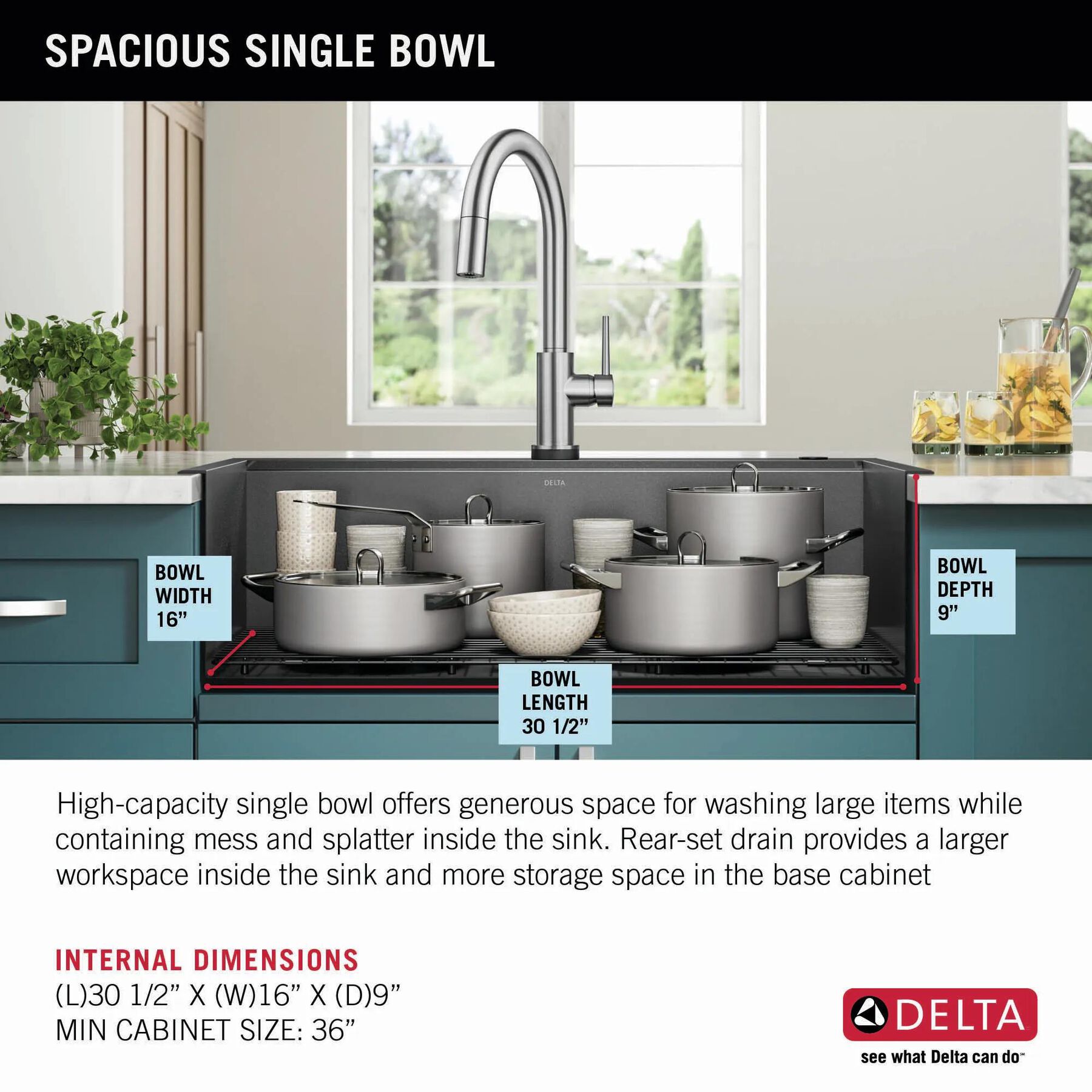 33&rdquo; Drop-In Top Mount&nbsp;16 Gauge Workstation Kitchen Sink Single Bowl&nbsp;with WorkFlow&trade; Ledge and Accessories