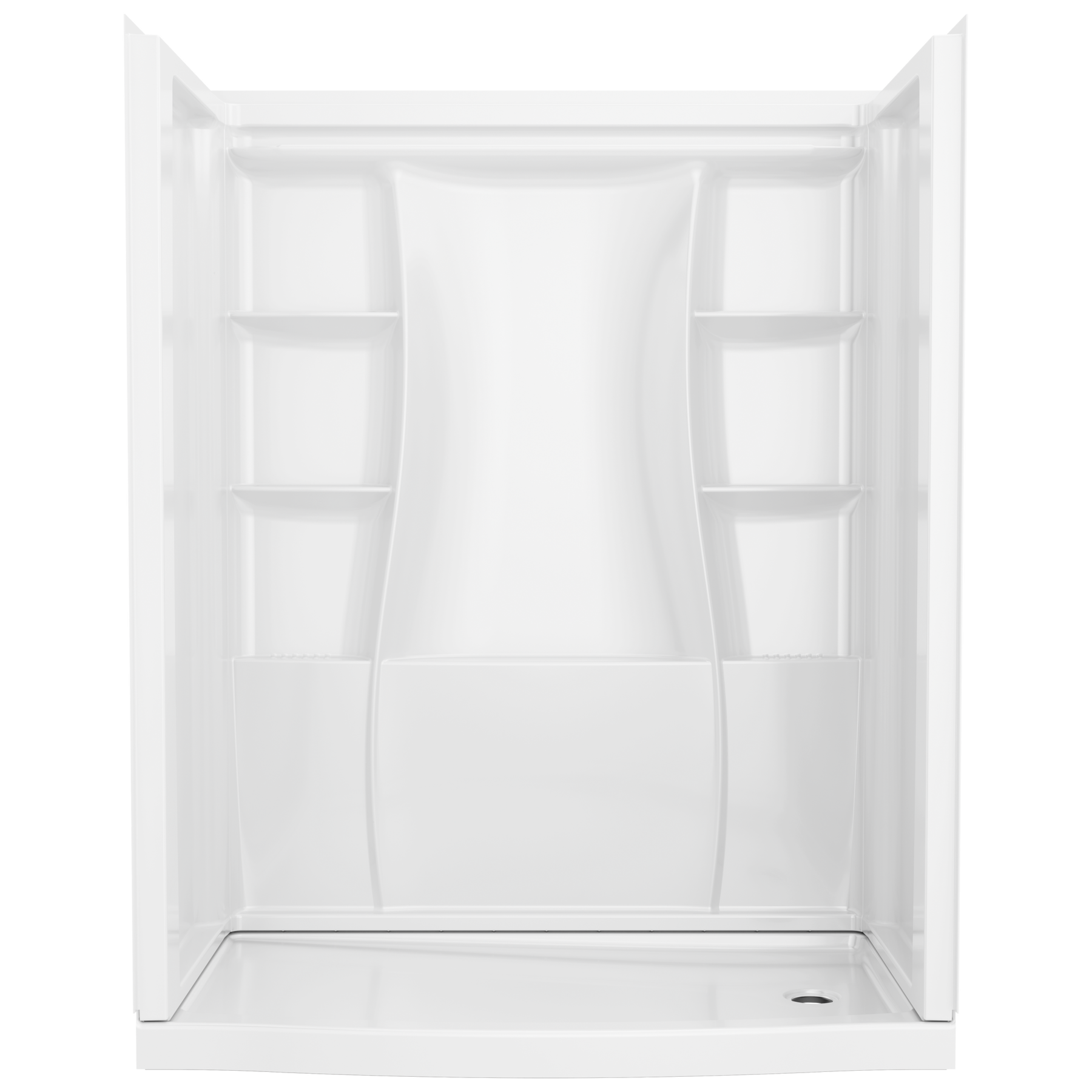 60 x 32" Curved Alcove Shower Base with Right Drain