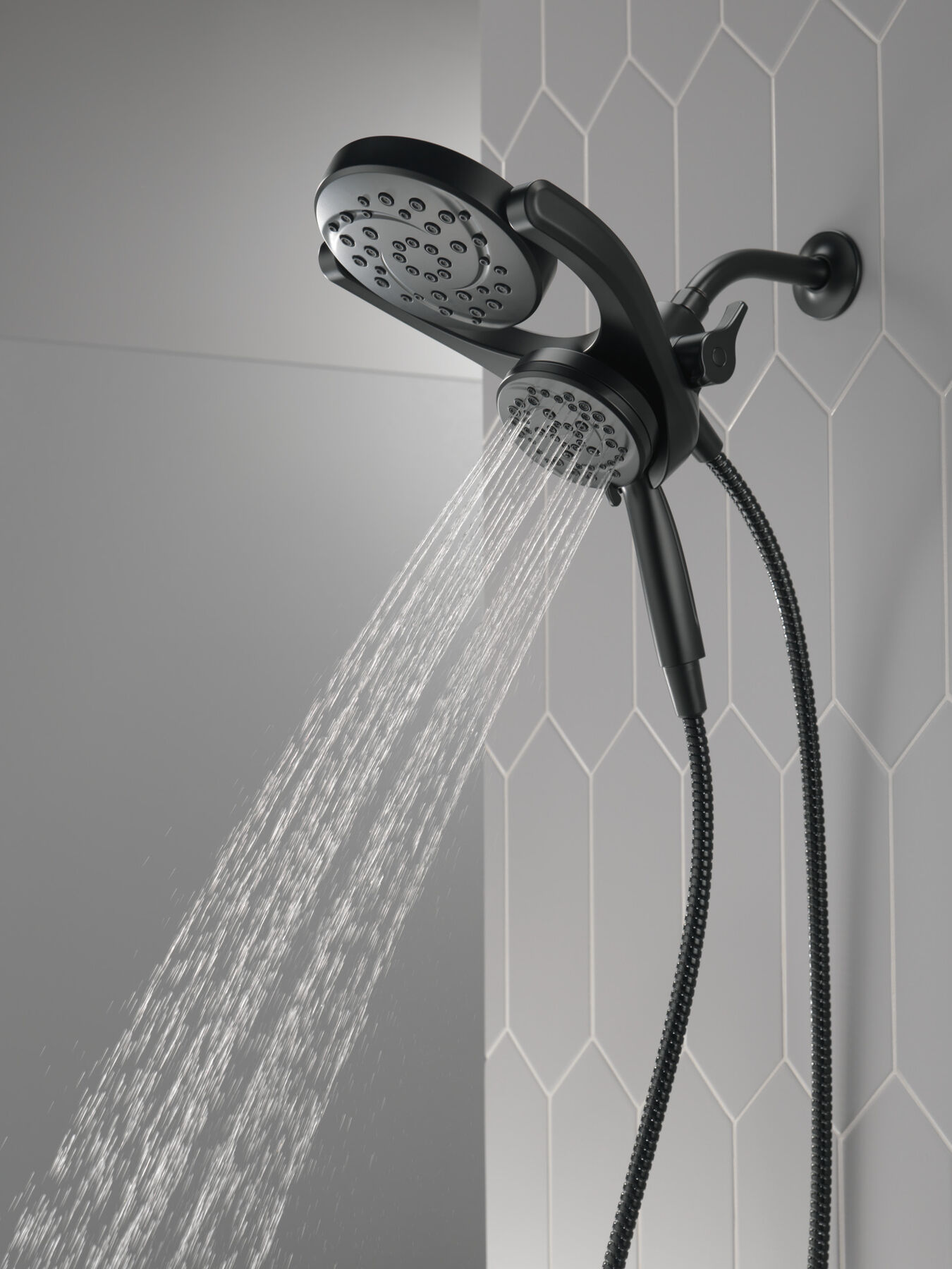 HydroRain&reg; 4-Setting Two-in-One Shower Head (Recertified)