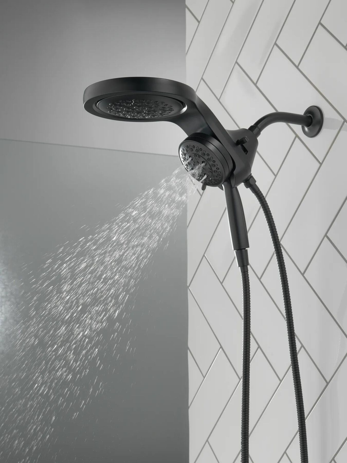 HydroRain&reg; H<sub>2</sub>Okinetic&reg; 5-Setting Two-in-One Shower Head (Recertified)
