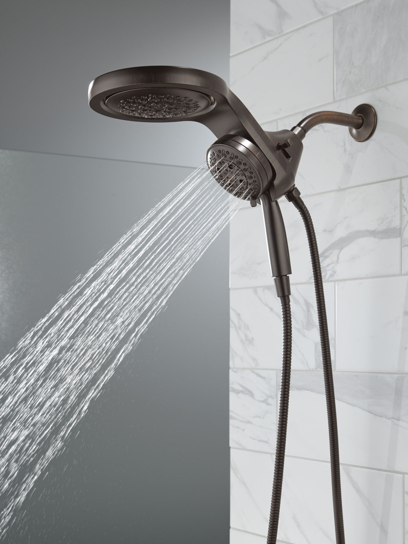 HydroRain&reg; H2Okinetic&reg; 5-Setting Two-in-One Shower Head (Recertified)