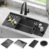 30&rdquo; Granite Composite Workstation Kitchen Sink Undermount Single Bowl with WorkFlow&trade; Ledge and Accessories in Metallic Black