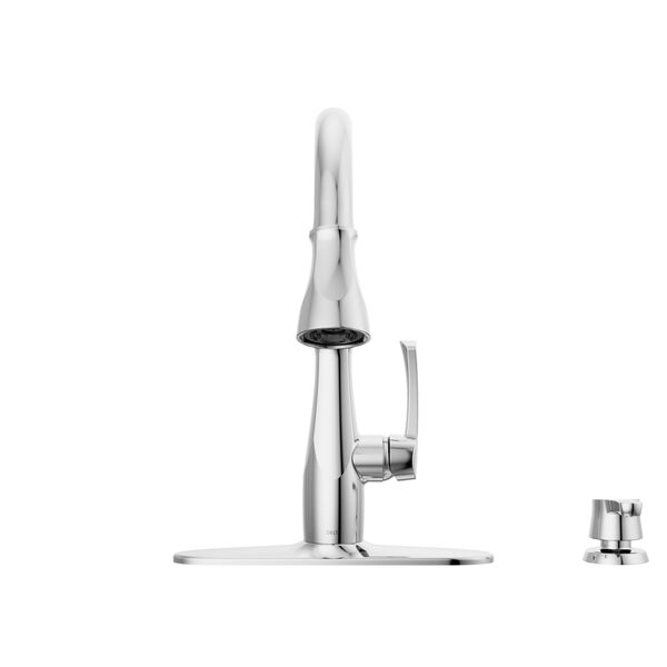 Single Handle Pull-Down Kitchen Faucet with Soap Dispenser and ShieldSpray &reg; Technology